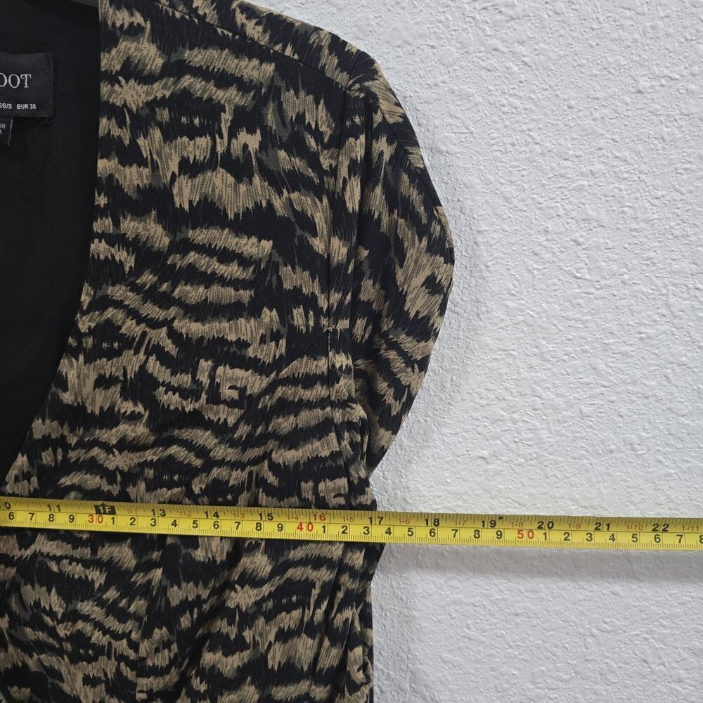 Bardot Animal Print Tracey Twist Black Puff Long Sleeves Mini Wrap Dress Size S - Picture 10 of 14